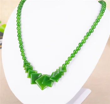 

Xinjiang Jasper Necklace Spinach Green Girl Necklace