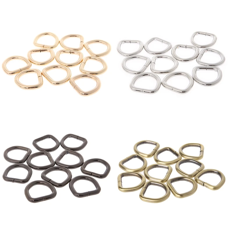 10pcs 2cm Metal Strap Belt Web D Ring Bags Buckle Clasp Handbag Leather Bag Purse Bag Accessories