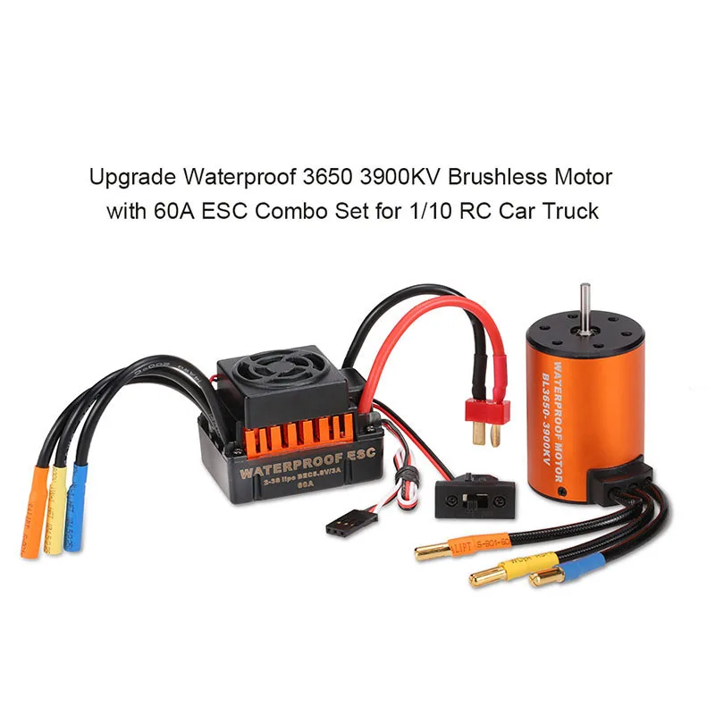 Kopen Nieuwste Upgrade Waterdichte 3900KV 4300KV Borstelloze Motor 60A ESC Sensorless Motor Set voor 1 10 RC Auto Vrachtwagen
