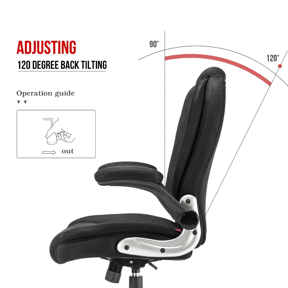 Seatingplus كرسي مكتب من القماش الشبكي قابل للتعديل التنفيذي الكمبيوتر مكتب كرسي مريحة سميكة الحشو و كرسي داعم للفقرات القطنية