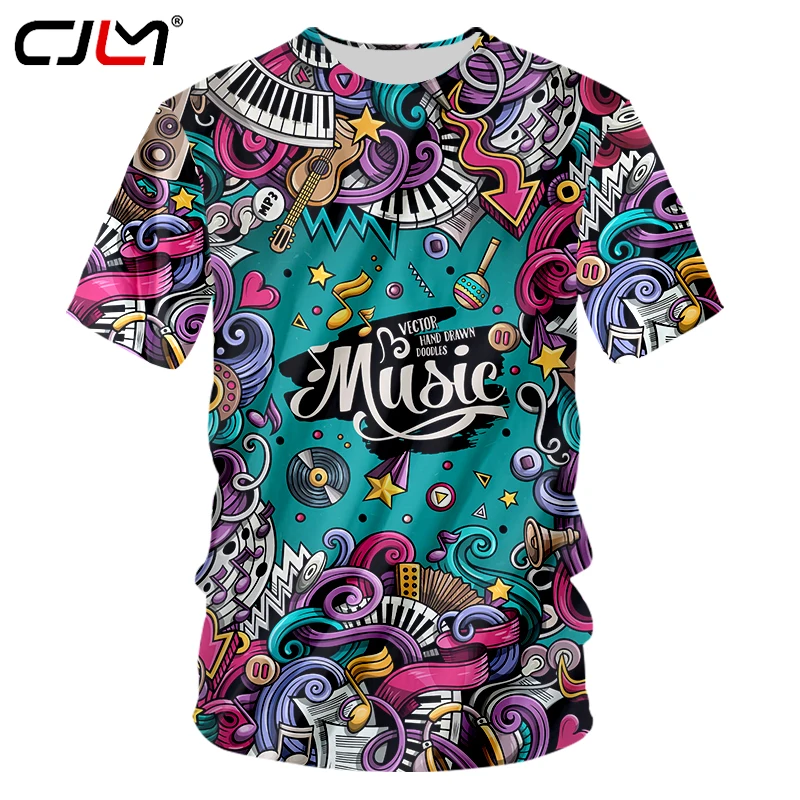

CJLM New Fashion Men Tshirts 2018 Summer Tops Creative Music Poster Printed 3D T Shirts Hip Hop Streetwear Tee Homme Clothing