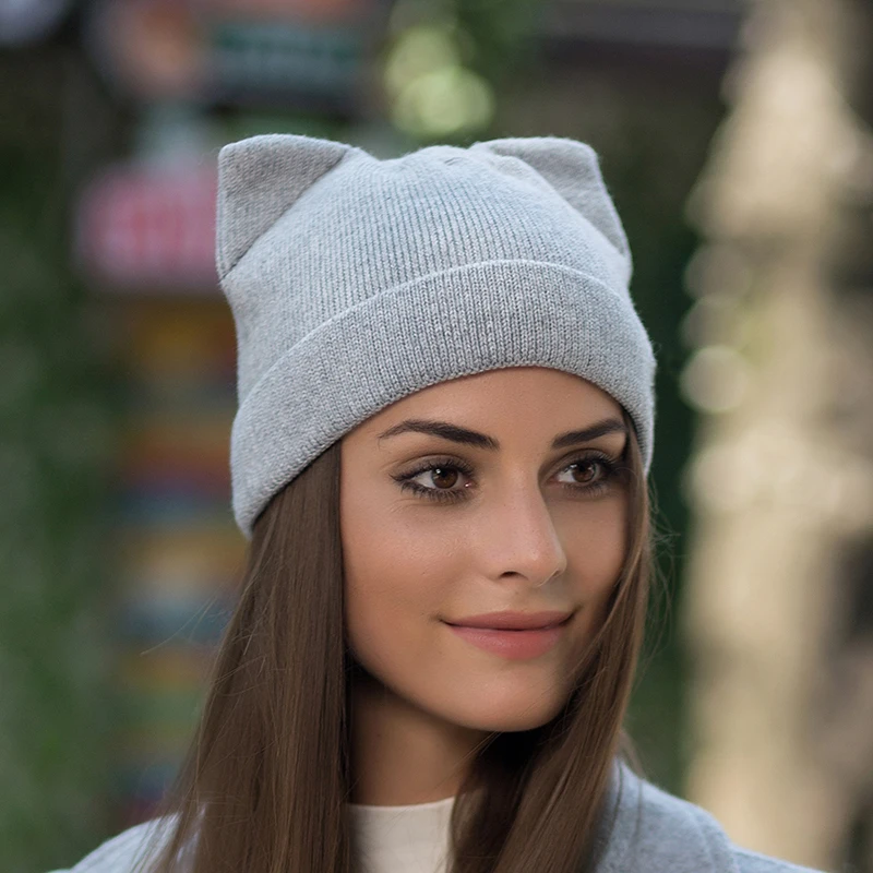 2018 New Winter Cat Ears Hat Women Knitted Wool Beanie Hats For Girls Cute Beanies Caps With Ear Flaps 2018 New Winter Cat Ears Hat Women Knitted Wool Beanie Hats For Girls Cute Beanies Caps With Ear Flaps