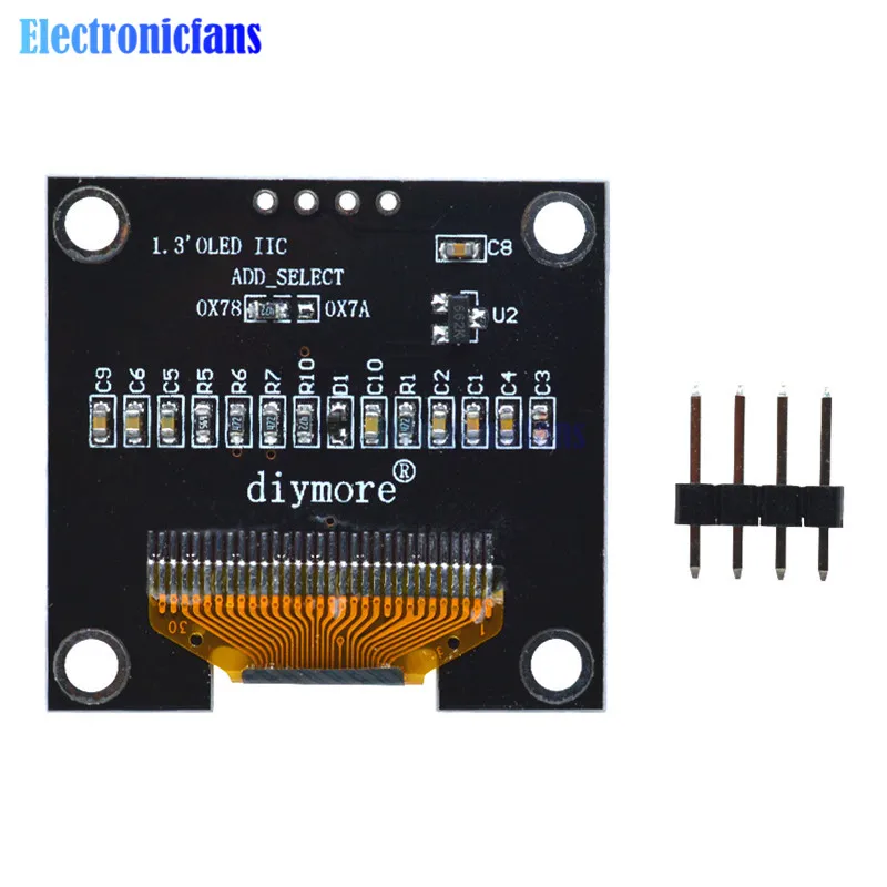 4PIN 1 3 &quot1 дюймов IIC I2C серийный 128x64 SSH1106 OLED ЖК дисплей белый/синий экран модуль для