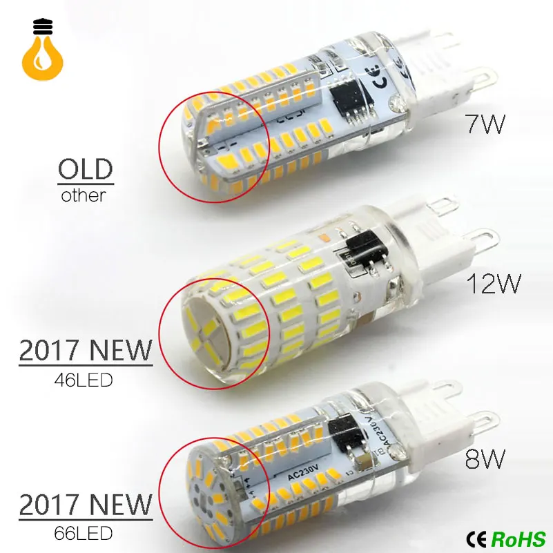 10 шт./лот новая светодиодная лампа G9 220 в 7 Вт 9 12 G4 В Светодиодная SMD 3014 2835 4014