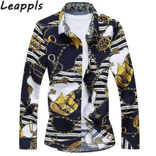 Leappls, плюс размер, 6XL, 7XL, рубашки, Мужская одежда, модная, с рисунком парусника, с длинным рукавом, мужская рубашка, camisa, повседневная, гавайская рубашка, мужская, Новинка