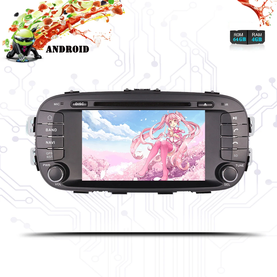 Perfect 2 DIN 1024*600 RAM 4G Android 9.0 Car DVD For Kia Soul 2014 2015 2016 Octa Core 64G ROM Radio GPS Player Head Unit Tape Recorder 2