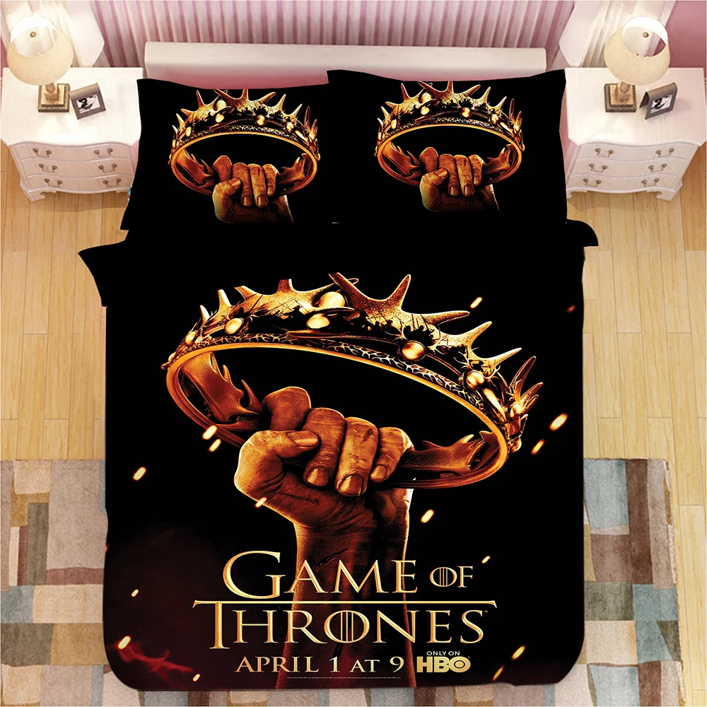 Комплект постельного белья для мальчиков в общежитии, Комплект постельного белья с 3D принтом "Игра престолов", набор из 3 предметов с 2 наволочками