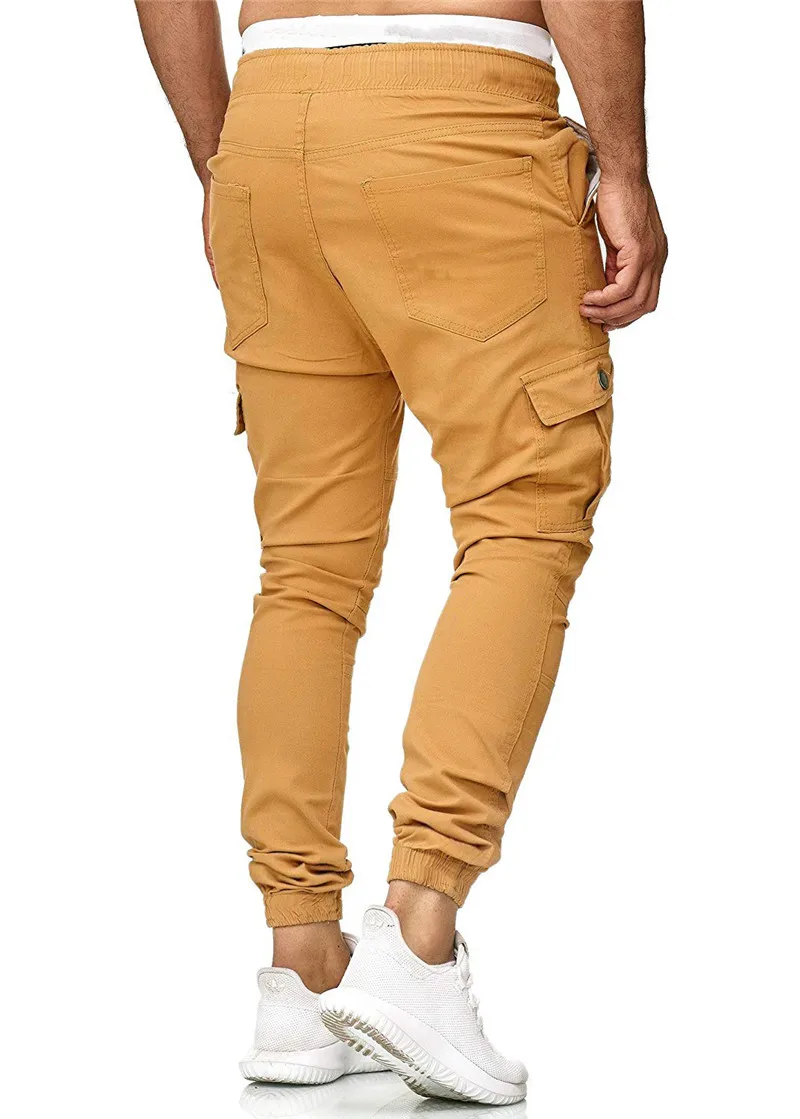 Брендовые мужские штаны в стиле хип-хоп, шаровары для бега, мужские брюки, повседневные штаны для бега, одноцветные штаны с несколькими карманами, спортивные штаны XXL