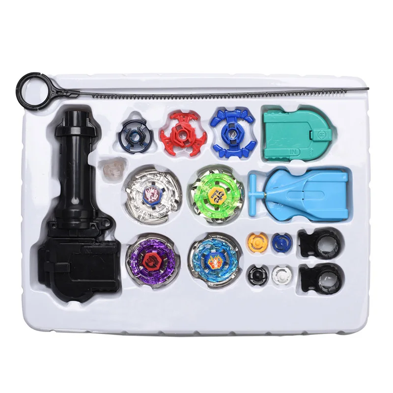 Beyblade Metal Spinning Beyblade Sets Fusion 4D 4 Gyro Box kampf Master Beyblade String Launcher Grip Für Verkauf Kinder Spielzeug geschenke