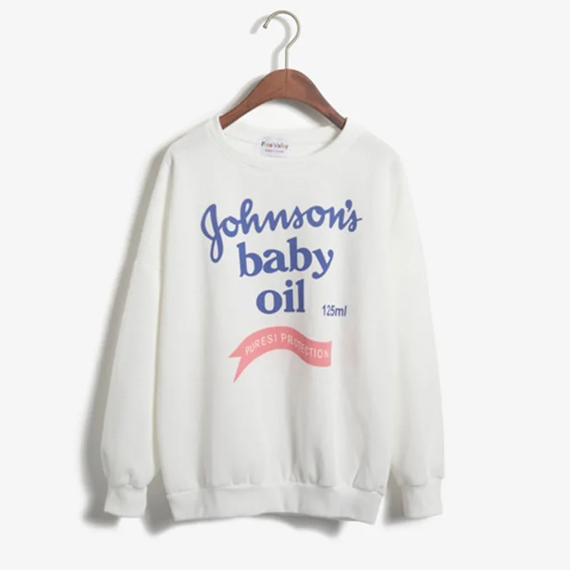 

Women Hoodies Letter Print O-Neck Casual Full Sleeve Pollovers Cotton+Polyester Sweatshirts Autumn