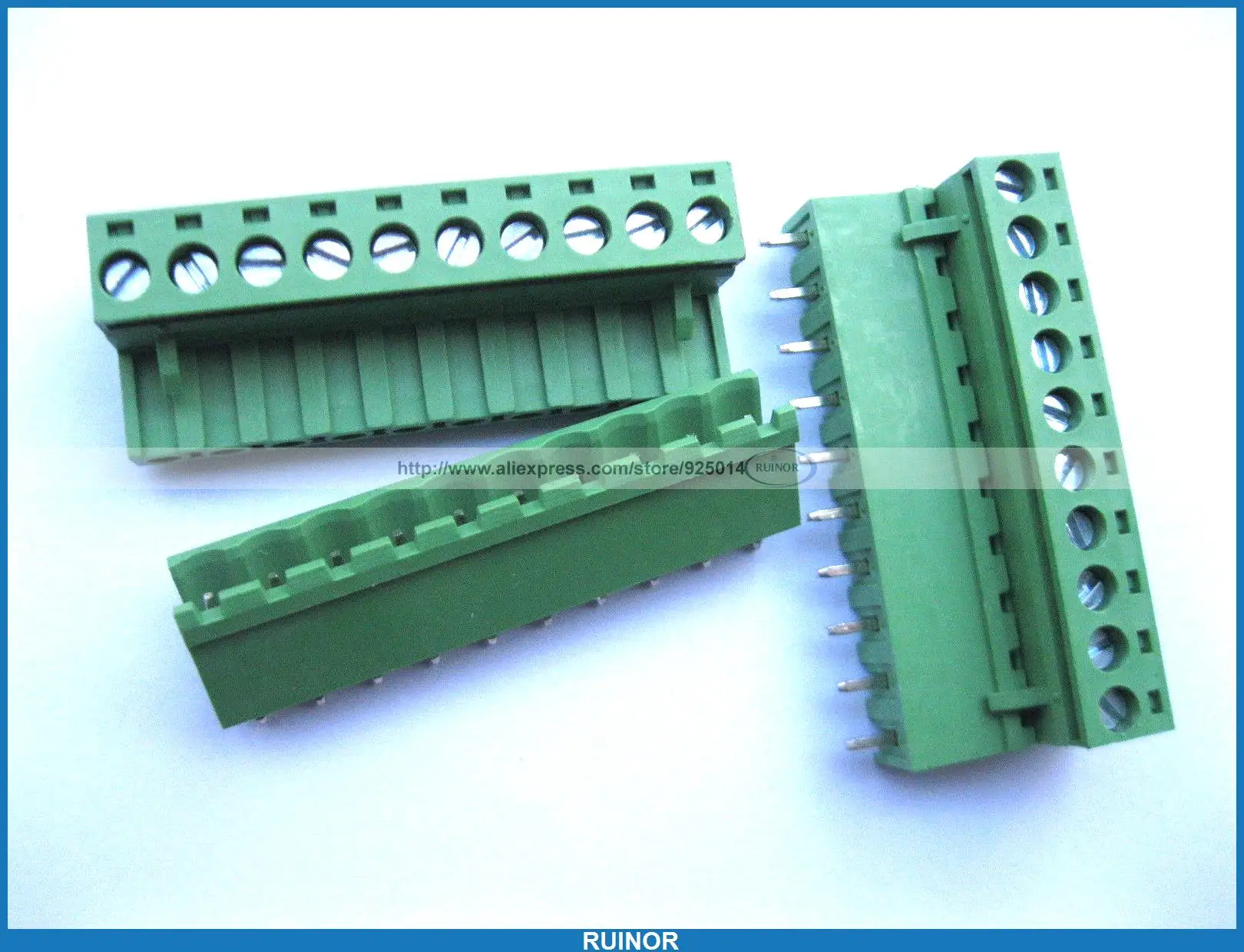 

50 Pcs 5 08mm Straight 10 Pin Screw Terminal Block Connector Pluggable Green