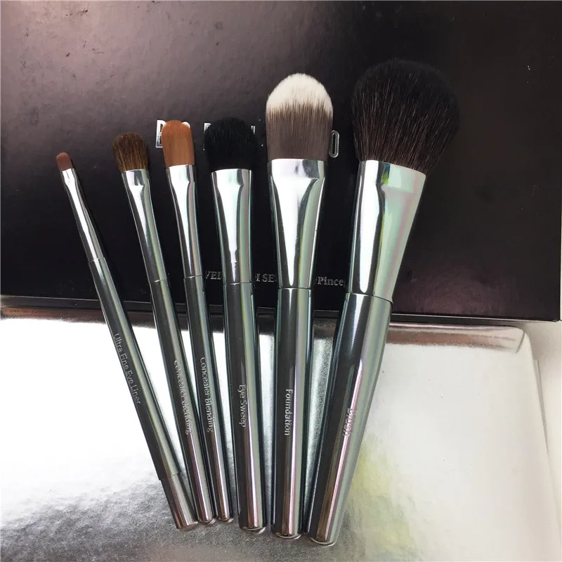 Bd beauty металлическая ручка 6 кистей набор для путешествий высокое качество лица и