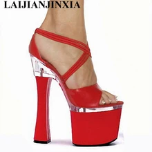 LAIJIANJINXIA/Профессиональная обувь для невесты на заказ; удобная обувь на толстом каблуке 18 см; босоножки на высоком каблуке; танцевальная обувь