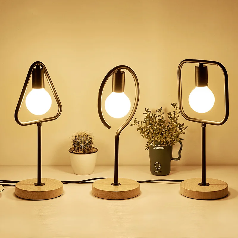 

Mordern brief desk light creative living room bedroom decorate desk lamp individual geometry 220V E27 Table light ZZD0007