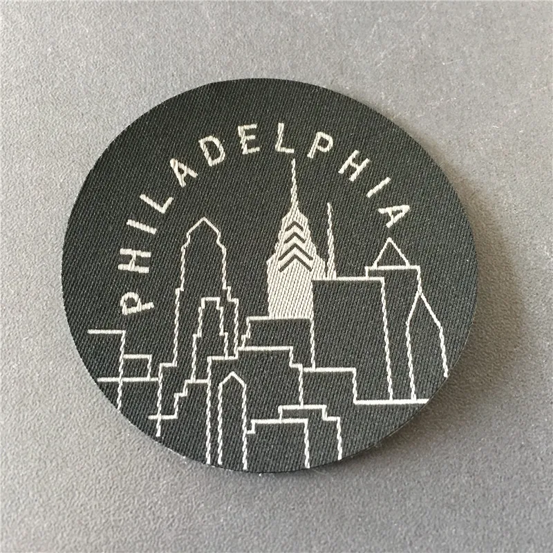 Custom Round Circle Woven Patch Woven Labelsin Garment Labels from