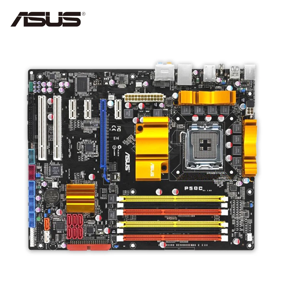 Asus P5QC Original Used Desktop Motherboard P45 Socket LGA 775 DDR2/16G DDR3/8G SATA2 USB2.0 ATX asus p5kpl epu original used desktop motherboard p5kpl g31 socket lga 775 ddr2 atx on sale