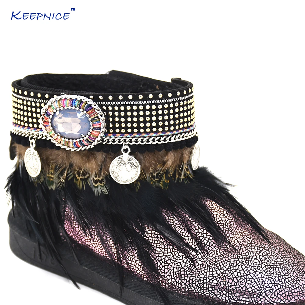 Босоножки в стиле бохо браслет на ногу лодыжку с подвесками монетками|anklet