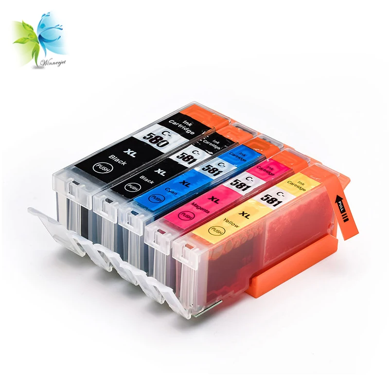 Winnerjet 5 Sets 5 Colors Compatible PGI 580 CLI 581 PGI580 Ink Cartridges for Canon PIXMA