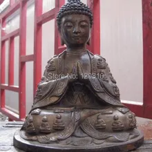 9 Китайский Буддизм Старый Классический Бронза Медь Татхагата Будда Шакьямуни Статуя г