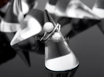 

20PCS Jewelry Ring Clear Display Cone Stand Holder 1.02" CHIC