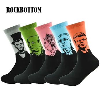 

Rockbottom 1 Pair Autumn Winter People Retro Art Oil Paintingmen Socks Fashion Cotton Long Socks Big Size Sokken Calcetines