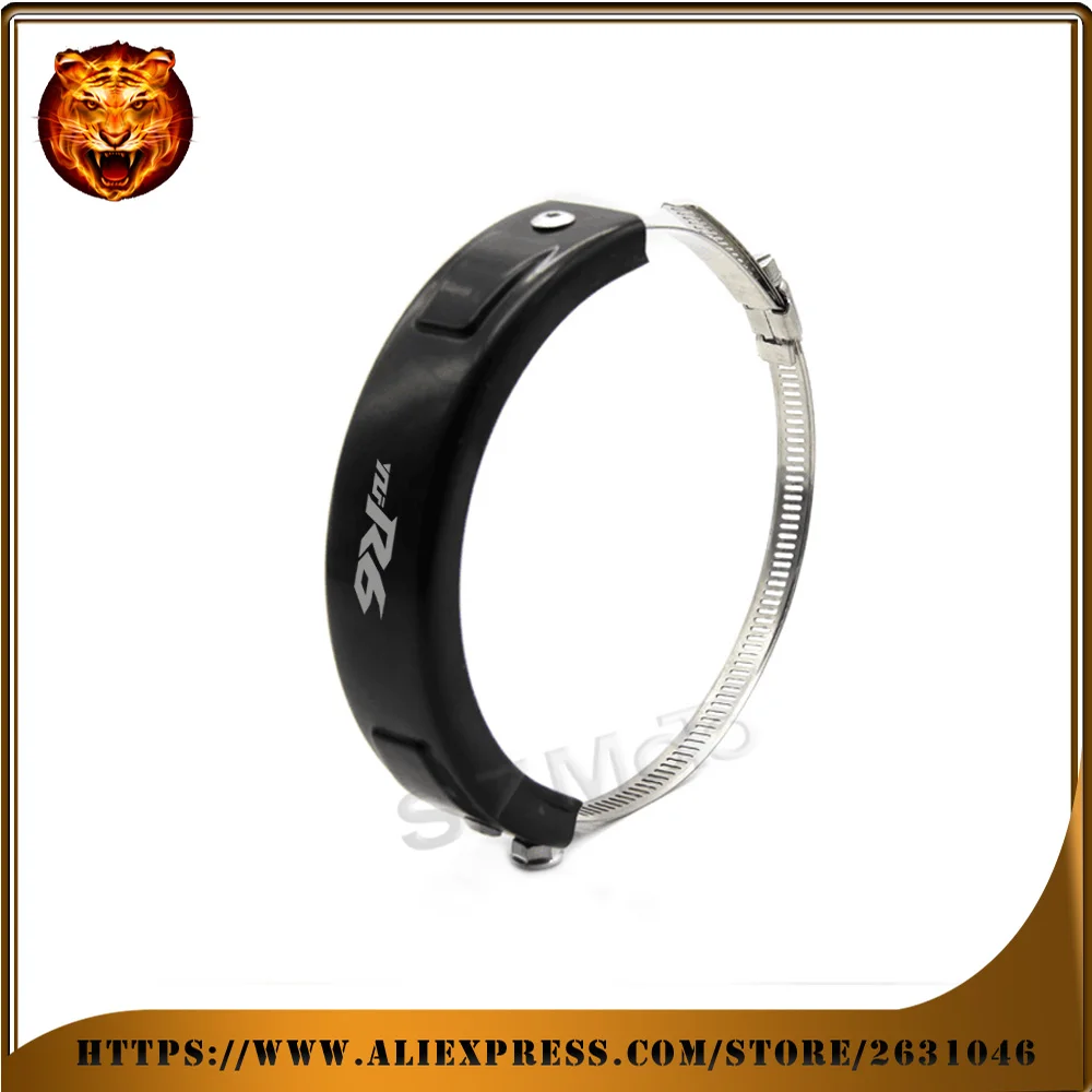 

For YAMAHA YZFR6 R6 2017 Motorcycle Silencer Round Oval Exhaust Protector Protect Can Cover Circle 100mm-140mm Black With Logo