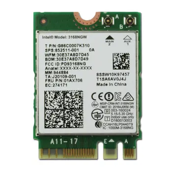 

Card for lenovo 01ax706 Intel 3168 AC 3168NGW Dual band Wireless Mini Wlan NGFF M.2 802.11ac Wifi Bluetooth 4.2 Card 2.4G 5Ghz