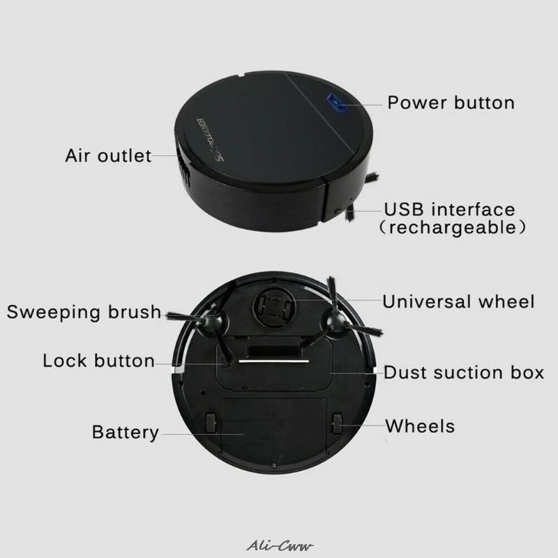 USB Перезаряжаемый умный автоматический робот-пылесос для уборки пыли и грязи для дома и офиса