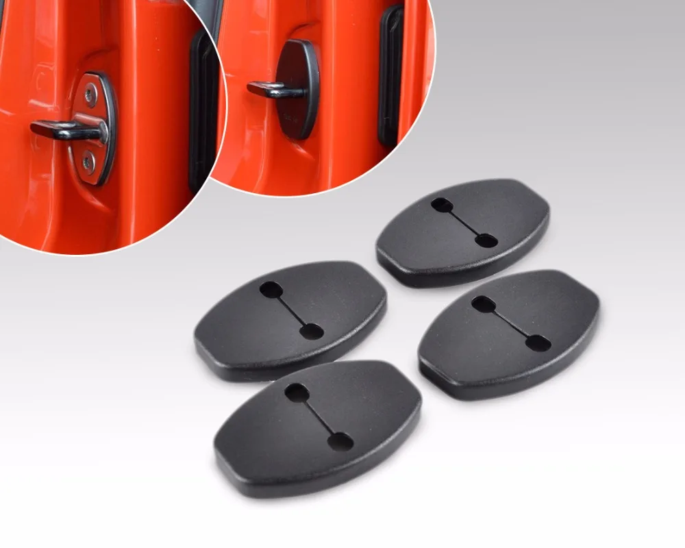 

DWCX 4Pcs Black Car Door Striker Cover Lock Protector for Porsche Audi A4 A5 Q3 Q5 VW Golf Passat Tiguan Porsche Cayenne Boxster