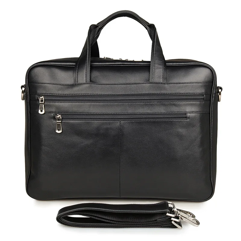 Men's Genuine Leather Briefcase 16 Big Black Real Leather Laptop Tote Bag Cow Leather Business Bag Double Layer Messenger Bag