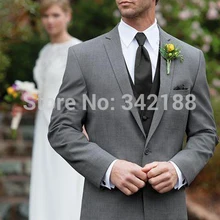 Один пуговица нотч серый жених смокинг жениха мужчины в свадьба костюмы лучший мужчина костюмы / свадьба платье Suitswedding