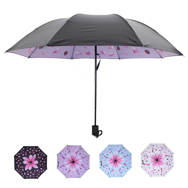 

SJ 3 Folding Anti-UV Protection Sakura Umbrella Rain Women Flower Female For Rain And Sun Light Wind