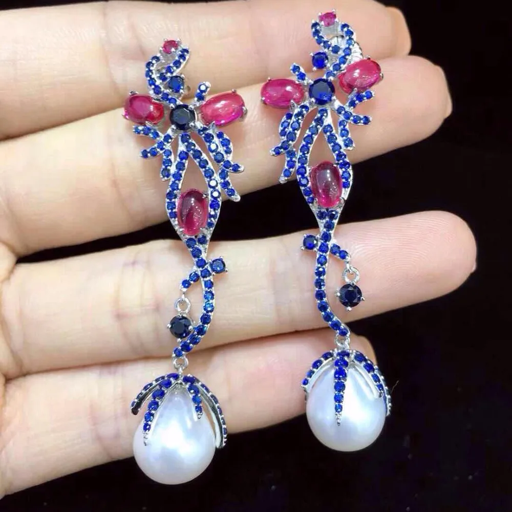 Qi Xuan_Trendy jewelry_новые серьги элегантные Серебро S925 инкрустация цирконием и