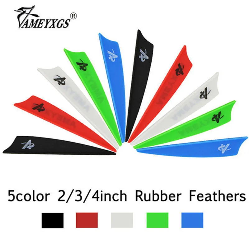 

50pcs Archery 2/3/4" Arrow Feathers Rubber Feather Shield-shape Fletches For Compound/Recurve Bow Hunting Shooting Accessories
