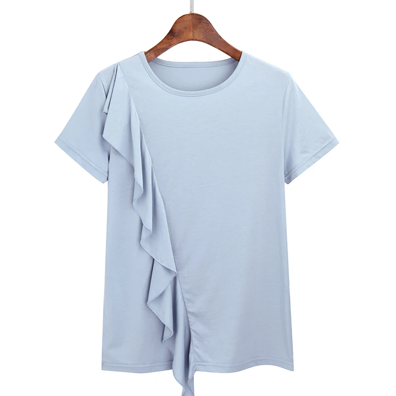 Ruffles Cotton T Shirt Women