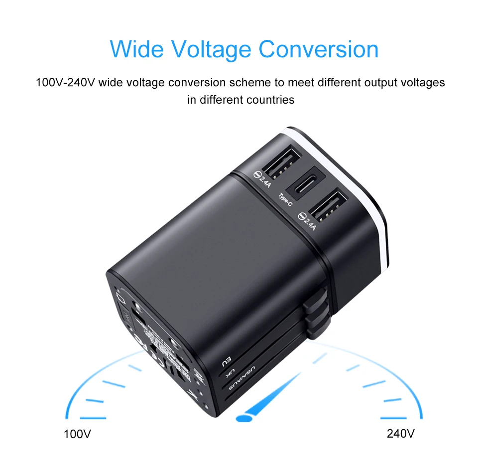 Elough Универсальный Зарядное устройство Тип C путешествия Зарядное устройство USB розетка Быстрая зарядка EU/US/UK AU штепсельная вилка американского стандарта для мобильного телефона адаптер multi USB