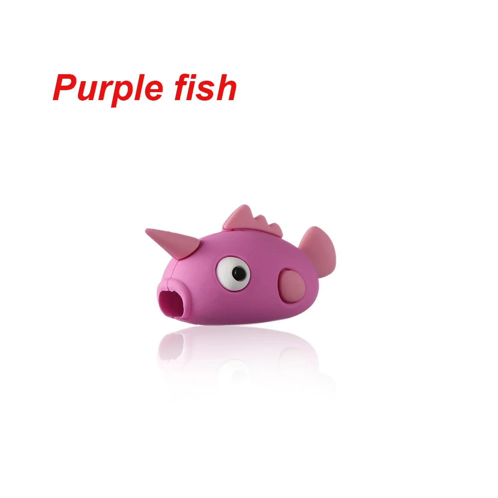 Кабель Bite Cute Fish Cable протектор для iPhone USB Cable Organizer Chompers зарядное устройство провод держатель для iPhone кабель - Цвет: Purple fish