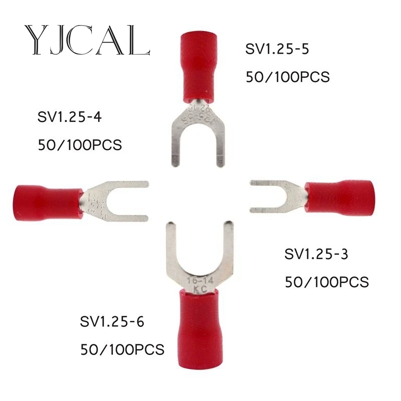 

Crimp Terminal SV1.25 -3 -4 -5 -6 Combination 50PCS 100PCS Red Cable Wire Connector Ring Insulated Terminal Block A.W.G 22-16