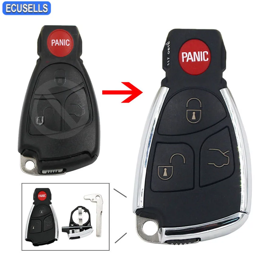 

3+1/4 Button Modified Remote Key Shell Case Smart Car Key Housing Cover for Mercedes-Benz C230 CL500 E320 S430 S500 Bright Side