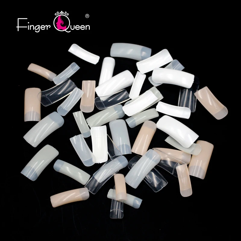 FingerQueen 100 шт+ коробка квадратные половинные искусственные ногти/прозрачный гроб накладные ногти ABS искусственная DIY подделка УФ гель для ногтей