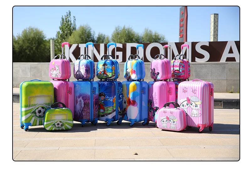 Детский мультфильм чемодан с выдвижной ручкой милый животный узор Дорожный чемодан 12 "+ 20" дюймов мульти-стиль комплект багажных чемоданов