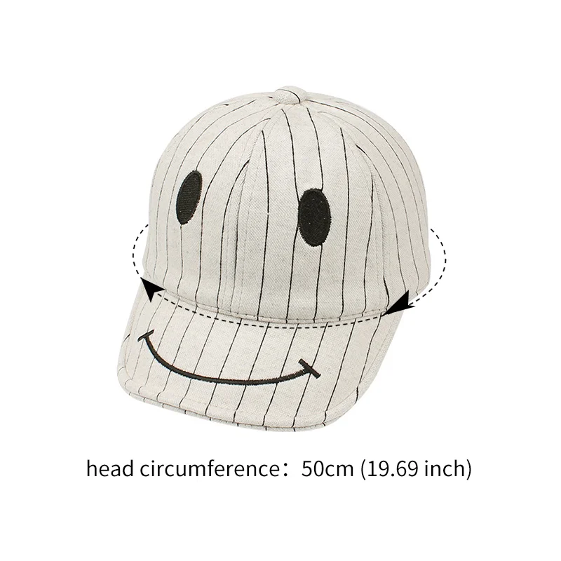 Striped Cotton Baby Cap Smile Casual Kids Sun Cap Embroidery Pink Gray Hat For Baby Boys Spring Summer Cute Baby Girls Clothing (29)