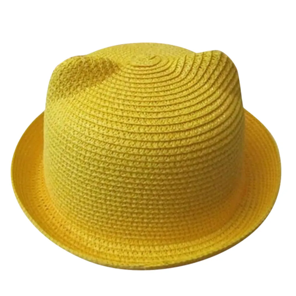 Новинка; модные летние детские соломенные шляпы для детей пляжные Кепки шляпа солнцезащитные очки для Подставки для фотографий для маленьких девочек# p6 - Цвет: Цвет: желтый