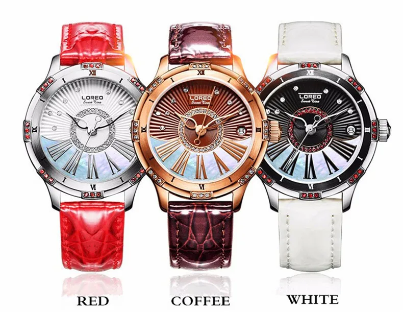 LOREO роскошные женские часы бренд сапфировое стекло модные часы женские автоматические механические часы Relogio Feminino