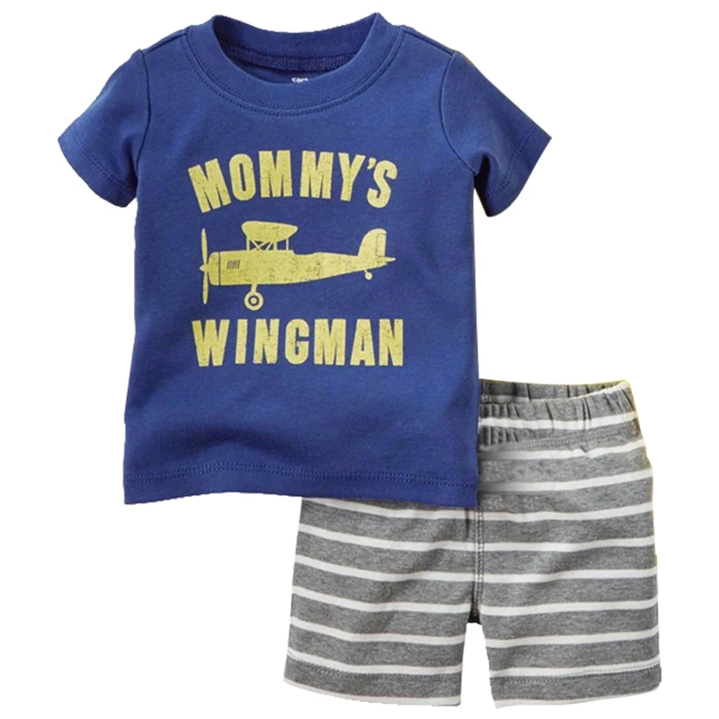 

2018 New Summer Baby Boy Girl Clothing Sets Cartoon Print Boy Clothes+Fashion Shorts Girl Set 100% Cotton Suit Costume