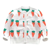 Куртка-кардиган для маленьких девочек; зимнее пальто; вязаный свитер с длинными рукавами и принтом морковки; Детская осенняя одежда; vetement enfant fille