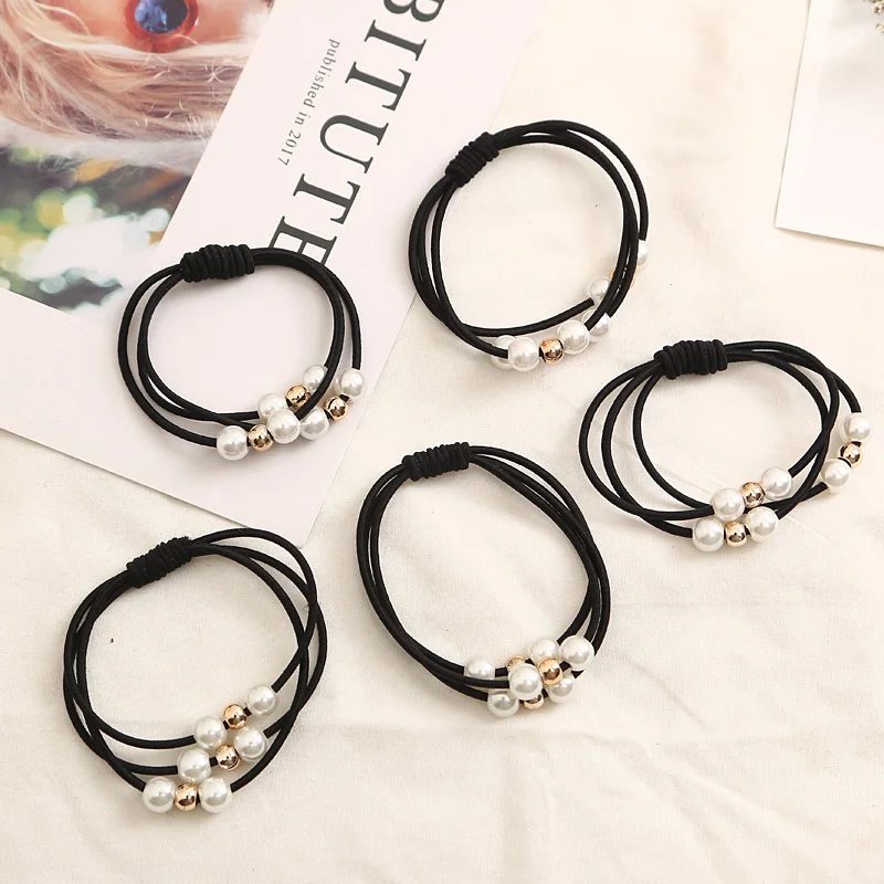 2018 Hair Accessories Pearl Elastic Rubber Bands Ring Headwear Girl Elastic Hair Band Ponytail Holder Scrunchy Rope Hair Jewelry - Image 5