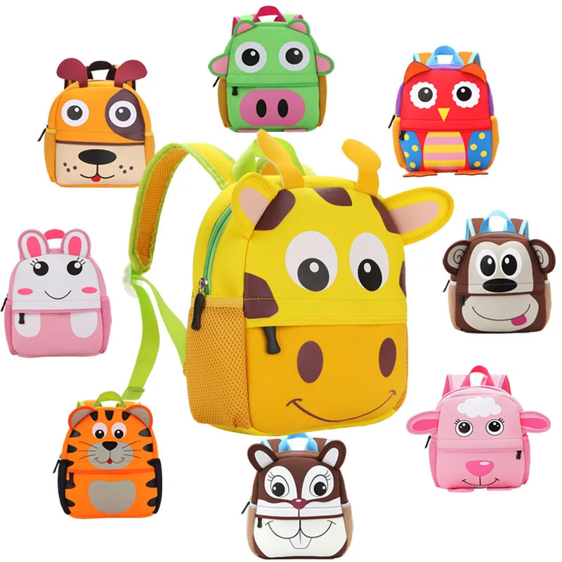

Animal Kids Backpack Printing Neoprene Knapsack Sheep Monkey Rabbit Tiger Giraffe Puppy Crocodile Squirrel Owl Chick Baby Gift