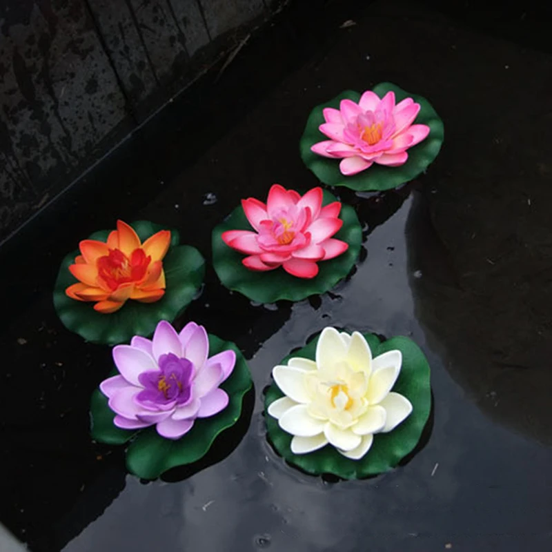 Artificial Lotus Floating Water Lily Flower Plants Aquarium Decor Pond