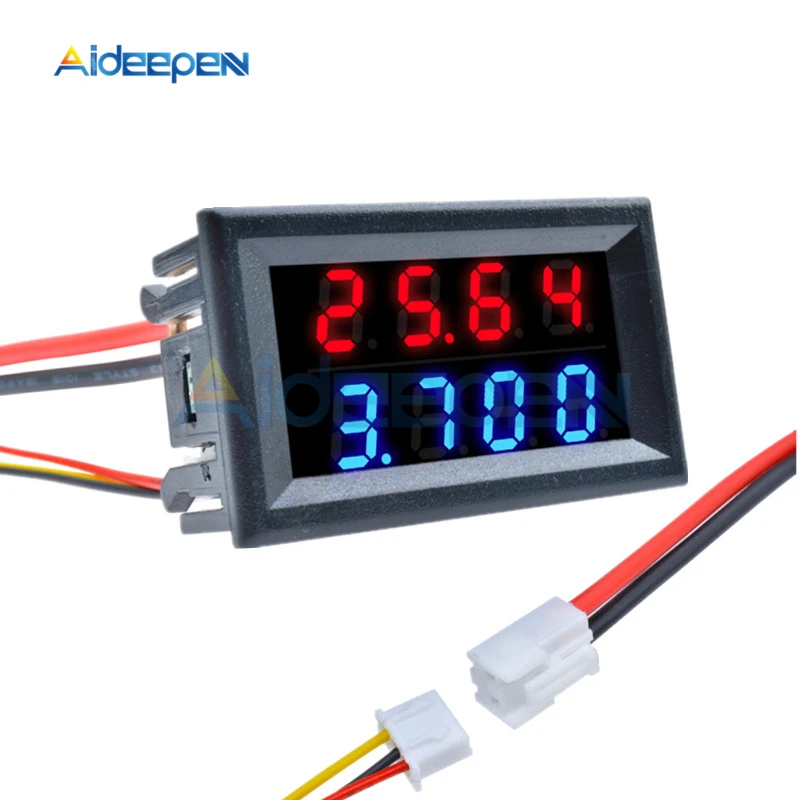 

DC 200V 100V 10A 0.28'' Digital Voltage Current Meter DC Voltmeter Ammeter 0.28 inch Red Blue LED Dual Display 4 Bit 5 Wires